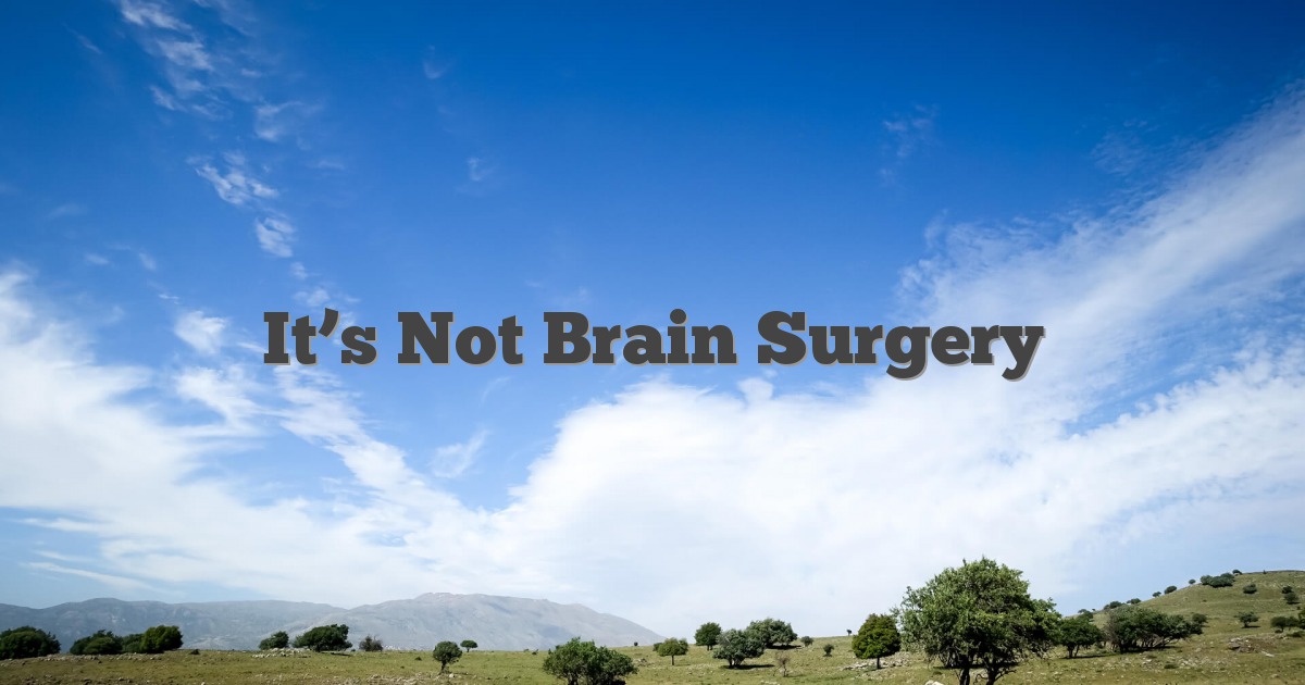 It’s Not Brain Surgery